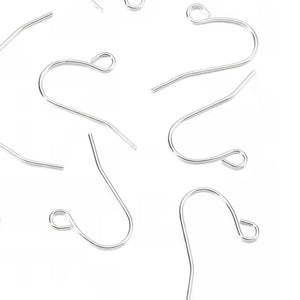 Earring Hooks, Silver, Plain, 18mm (10 Pairs)